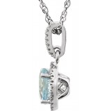 14K White Sky Blue Topaz & 1/10 CTW Diamond 18 Necklace photo 2