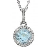 14K White Sky Blue Topaz & 1/10 CTW Diamond 18 Necklace photo