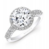 18k White Gold Diamond Halo Engagement Ring photo