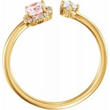 14K Yellow Morganite & 1/6 CTW Diamond Halo-Style Ring photo 2