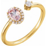 14K Yellow Morganite & 1/6 CTW Diamond Halo-Style Ring photo