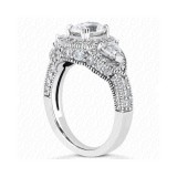 14k White Gold Diamond Semi-Mount 3 Stone Engagement Ring photo 2