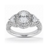 14k White Gold Diamond Semi-Mount 3 Stone Engagement Ring photo