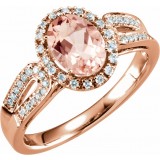 14K Rose Morganite & 1/5 CTW Diamond Ring photo