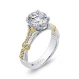 Shah Luxury 14K Two-Tone Gold Round Cut Diamond Floral Engagement Ring (Semi-Mount) photo 2