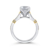 Shah Luxury 14K Two-Tone Gold Round Cut Diamond Floral Engagement Ring (Semi-Mount) photo 4