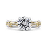 Shah Luxury 14K Two-Tone Gold Round Cut Diamond Floral Engagement Ring (Semi-Mount) photo