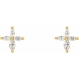 14K Yellow 1/3 CTW Diamond Cross Earrings photo 2
