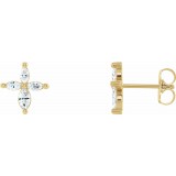 14K Yellow 1/3 CTW Diamond Cross Earrings photo