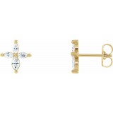 14K Yellow 1/3 CTW Diamond Cross Earrings photo