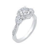 Shah Luxury Round Diamond Halo Engagement Ring In 14K White Gold (Semi-Mount) photo 2