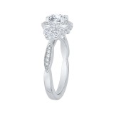 Shah Luxury Round Diamond Halo Engagement Ring In 14K White Gold (Semi-Mount) photo 3