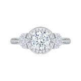 Shah Luxury Round Diamond Halo Engagement Ring In 14K White Gold (Semi-Mount) photo