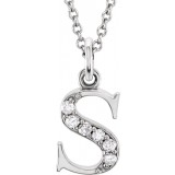 14K White .03 CTW Diamond Lowercase Initial s 16 Necklace photo