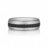 Henri Daussi 7mm Men's Wedding Band MB13 14k Gold White 1.15 Ctw. photo 2