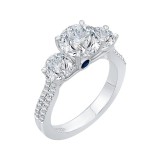 Shah Luxury 14K White Gold Round Cut Diamond Three-Stone Cathedral Style Engagement Ring (Semi-Mount) photo 2
