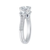 Shah Luxury 14K White Gold Round Cut Diamond Three-Stone Cathedral Style Engagement Ring (Semi-Mount) photo 3