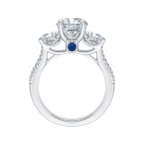 Shah Luxury 14K White Gold Round Cut Diamond Three-Stone Cathedral Style Engagement Ring (Semi-Mount) photo 4