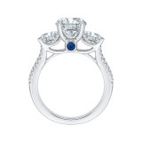Shah Luxury 14K White Gold Round Cut Diamond Three-Stone Cathedral Style Engagement Ring (Semi-Mount) photo 4