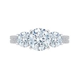 Shah Luxury 14K White Gold Round Cut Diamond Three-Stone Cathedral Style Engagement Ring (Semi-Mount) photo