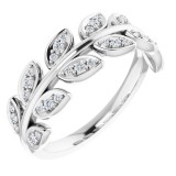 14K White 1/4 CTW Diamond Leaf Ring photo
