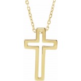 14K Yellow Open Cross 16-18 Necklace photo