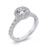 Shah Luxury Round Halo Diamond Engament Ring In 14K White Gold (Semi-Mount) photo 2