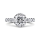 Shah Luxury Round Halo Diamond Engament Ring In 14K White Gold (Semi-Mount) photo