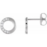 14K White .08 CTW Diamond Circle Earrings photo