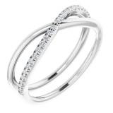 14K White 1/10 CTW Diamond Criss-Cross Ring photo