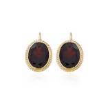 14K Yellow Gold & 10X8 Garnet Earrings photo