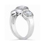 14k White Gold Diamond Semi-Mount 3 Stone Engagement Ring photo 2