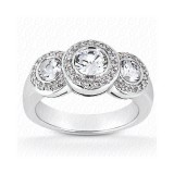 14k White Gold Diamond Semi-Mount 3 Stone Engagement Ring photo