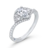 Shah Luxury 14K White Gold Pear Diamond Engagement Ring (Semi-Mount) photo 2