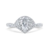 Shah Luxury 14K White Gold Pear Diamond Engagement Ring (Semi-Mount) photo