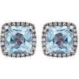 14K White Sky Blue Topaz & 1/8 CTW Diamond Earrings photo 2