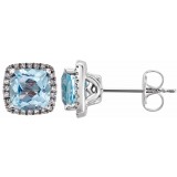 14K White Sky Blue Topaz & 1/8 CTW Diamond Earrings photo