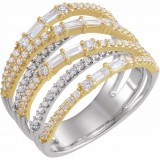 14K White & Yellow 1 CTW Diamond Negative Space Ring photo