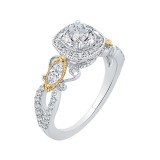Shah Luxury 14K Tow-Tone Gold Round Diamond Halo Engagement Ring (Semi-Mount) photo 2
