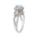Shah Luxury 14K Tow-Tone Gold Round Diamond Halo Engagement Ring (Semi-Mount) photo 3