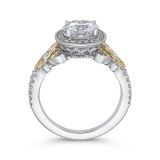 Shah Luxury 14K Tow-Tone Gold Round Diamond Halo Engagement Ring (Semi-Mount) photo 4