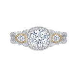 Shah Luxury 14K Tow-Tone Gold Round Diamond Halo Engagement Ring (Semi-Mount) photo