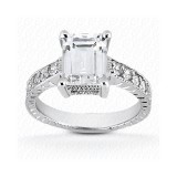 14k White Gold Diamond Semi-Mount Antique Engagement Ring photo