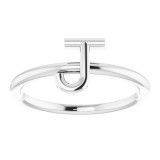 14K White Initial J Ring photo 3