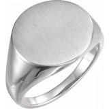 14K White 18 mm Round Signet Ring photo
