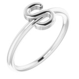 14K White Initial S Ring photo