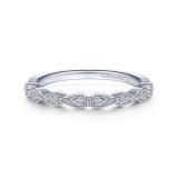 Gabriel & Co. 14k White Gold Victorian Diamond Wedding Band photo