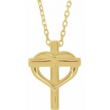 14K Yellow Youth Cross with Heart 15 Necklace photo