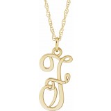 14K Yellow Script Initial F 16-18 Necklace photo