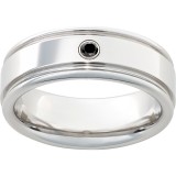 Serinium Rounded Edge Band with One .06 Round Black Diamond and Polish Finish photo